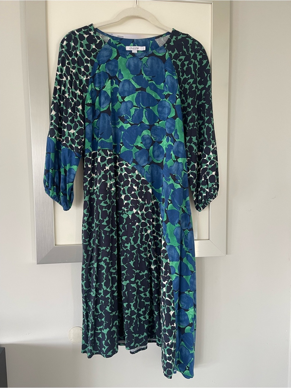 Chico's Patchwork Mixed Print Asymmetrical Dress
